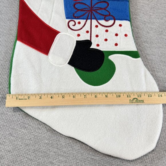 Jumbo Hobby Lobby Santa Merry Christmas Stocking 29" Let It Snow Green Felt - Picture 7 of 8
